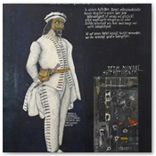 Alexander Steffes
"Brighella"  (Figur aus Comedia dell' Arte)
Öl auf Karton, Mischtechnik / Kollage
50 x 70 cm, 650,- Euro
 
 